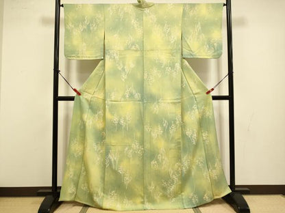 平和屋着物▽上質な小紋　単衣　樹林文　暈し染め　正絹　逸品　DABI4440du
