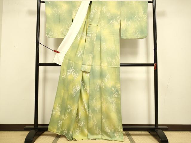 平和屋着物▽上質な小紋　単衣　樹林文　暈し染め　正絹　逸品　DABI4440du