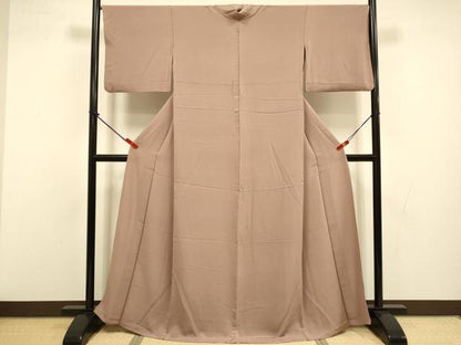 平和屋着物▽上質な色無地　単衣　濃い水柿色　正絹　逸品　DABI4441du