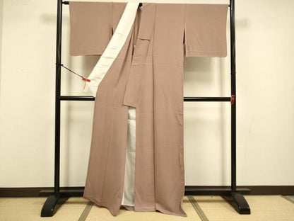 平和屋着物▽上質な色無地　単衣　濃い水柿色　正絹　逸品　DABI4441du