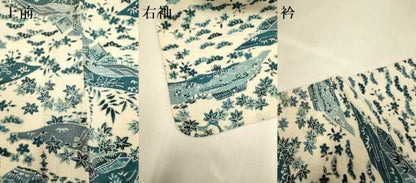 平和屋着物▽上質な小紋　単衣　紬地　風景花文　正絹　逸品　未使用　DABI4444du