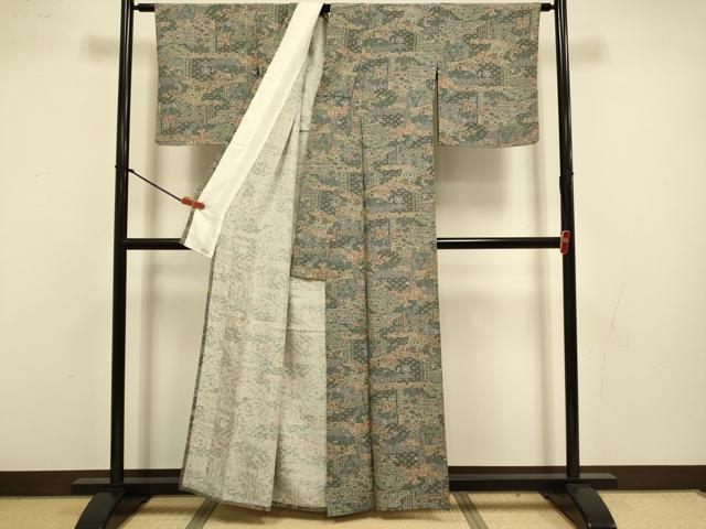 平和屋着物▽上質な小紋　単衣　吉祥花文　正絹　逸品　DABI4457du