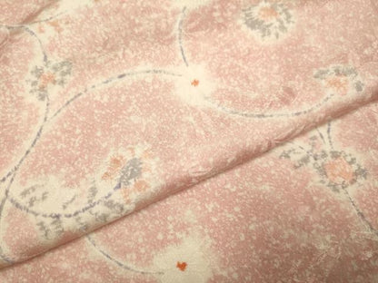 平和屋着物▽上質な小紋　単衣　草花文　地紋起こし　正絹　逸品　DABI4458du