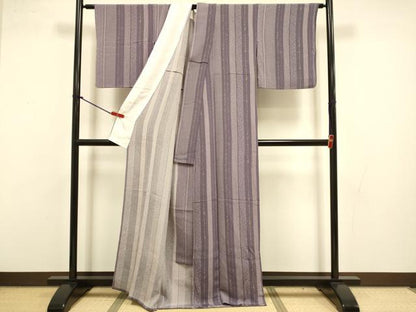 平和屋着物▽上質な小紋　単衣　枝花間道　鬼しぼ縮緬　正絹　逸品　DABI4459du