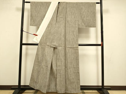 平和屋着物▽上質な紬　単衣　霞文　正絹　逸品　DABI4460du