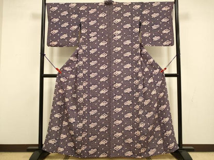 平和屋着物▽上質な小紋　単衣　梅松文　正絹　逸品　DABI4461du