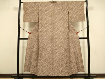 平和屋着物▽上質な小紋　単衣　花尽くし　鬼しぼ縮緬　正絹　逸品　DABI4463du