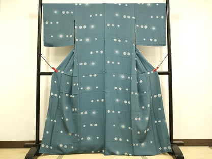 平和屋着物▽上質な小紋　単衣　丸文　蛍暈し　正絹　逸品　未使用　DABI4467du