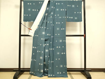 平和屋着物▽上質な小紋　単衣　丸文　蛍暈し　正絹　逸品　未使用　DABI4467du