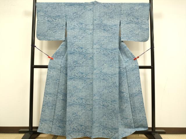平和屋着物▽上質な小紋　単衣　吉祥花文　正絹　逸品　DABI4472du