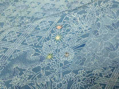 平和屋着物▽上質な小紋　単衣　吉祥花文　正絹　逸品　DABI4472du