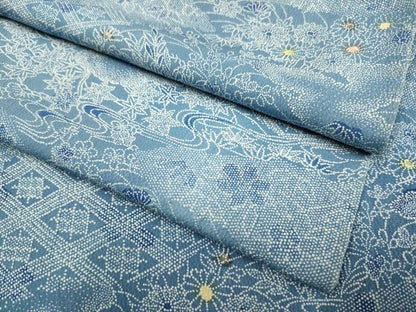 平和屋着物▽上質な小紋　単衣　吉祥花文　正絹　逸品　DABI4472du