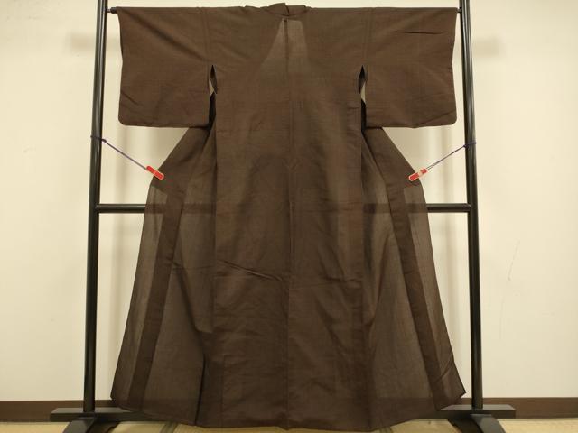 平和屋着物▽本塩沢　単衣　縞　正絹　逸品　DABI4473du
