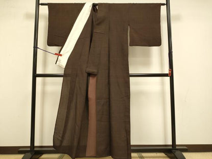 平和屋着物▽本塩沢　単衣　縞　正絹　逸品　DABI4473du