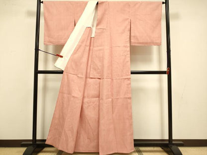平和屋着物▽本場結城紬　重要無形文化財　単衣　真赭色　証紙付き　正絹　逸品　DABI4474du