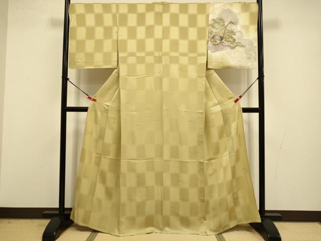 平和屋着物▽訪問着　単衣　露芝　楽器花文　暈し染め　金銀彩　正絹　逸品　DABI4478du