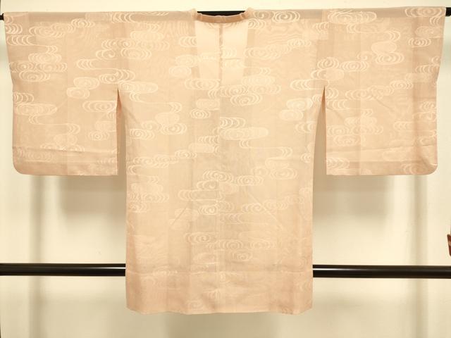 平和屋着物▽道行コート　スリーシーズン　春夏秋　塵除け　流水文　肉色　正絹　逸品　DABI4482du