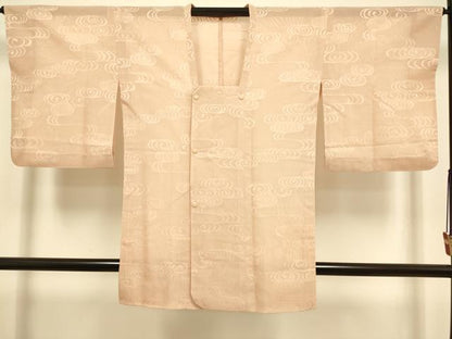平和屋着物▽道行コート　スリーシーズン　春夏秋　塵除け　流水文　肉色　正絹　逸品　DABI4482du