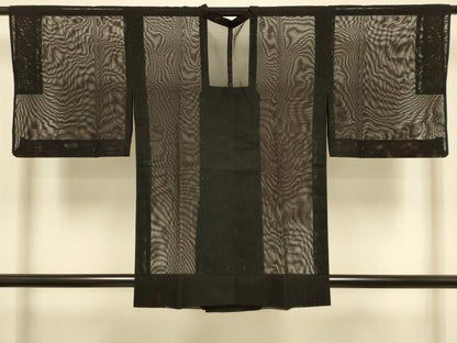 平和屋着物▽道行コート　スリーシーズン　春夏秋　塵除け　黒地　正絹　逸品　DABI4484du
