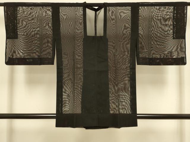 平和屋着物▽道行コート　スリーシーズン　春夏秋　塵除け　黒地　正絹　逸品　DABI4484du