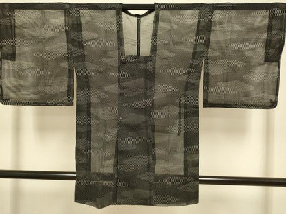 平和屋着物▽道行コート　スリーシーズン　春夏秋　塵除け　霞文　正絹　逸品　DABI4490du