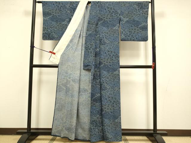 平和屋着物▽上質な小紋　単衣　更紗花文　正絹　逸品　DABI4492du