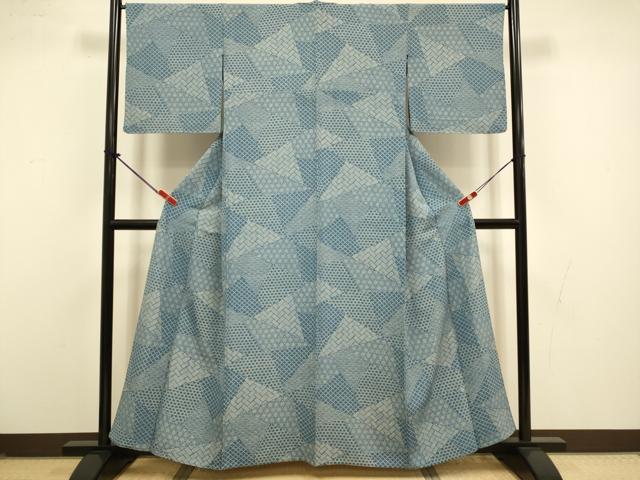 平和屋着物▽上質な小紋　単衣　切嵌吉祥文　反端付き　正絹　逸品　DABI4500du