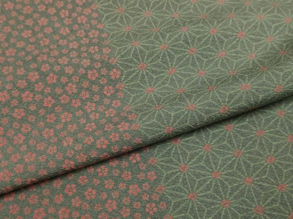 平和屋着物▽上質な小紋　単衣　麻の葉梅文　正絹　逸品　DABI4501du
