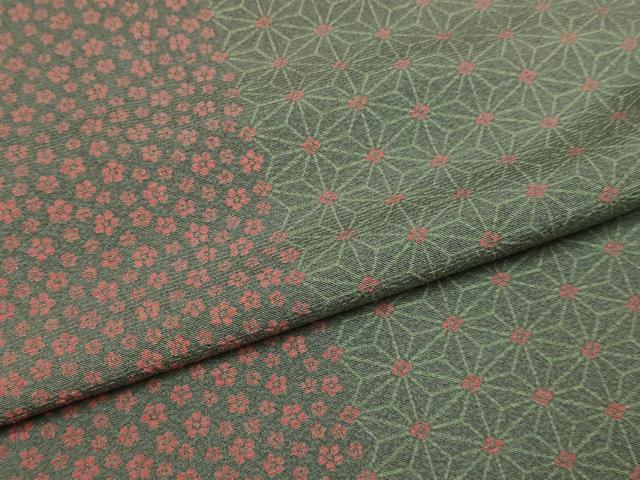 平和屋着物▽上質な小紋　単衣　麻の葉梅文　正絹　逸品　DABI4501du