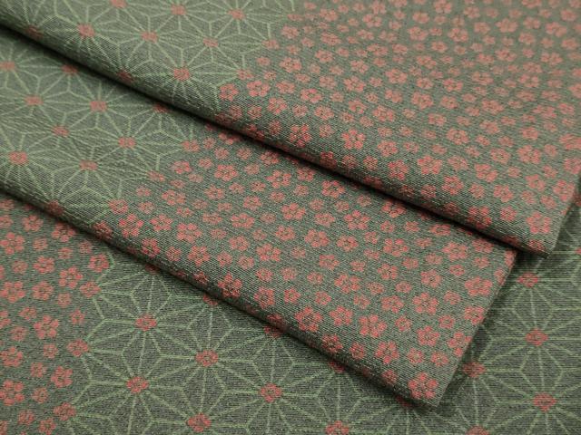 平和屋着物▽上質な小紋　単衣　麻の葉梅文　正絹　逸品　DABI4501du