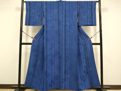 平和屋着物▽上質な小紋　単衣　吉祥間道　正絹　逸品　DABI4505du