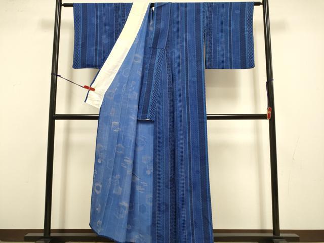平和屋着物▽上質な小紋　単衣　吉祥間道　正絹　逸品　DABI4505du