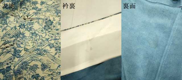 平和屋着物▽上質な小紋　単衣　藍　型染　草花文　正絹　逸品　DABI4506du