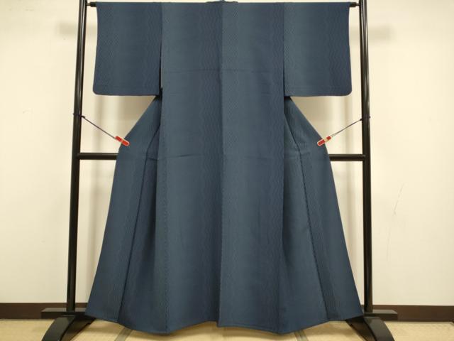 平和屋着物▽上質な小紋　単衣　変わり縞　正絹　逸品　DABI4511du