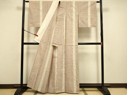 平和屋着物▽上質な紬 　単衣　80亀甲　間道 　正絹　逸品　未使用　DABI4518du