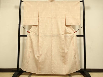平和屋着物▽本塩沢　単衣　110亀甲　横段文　正絹　逸品　DABI4519du