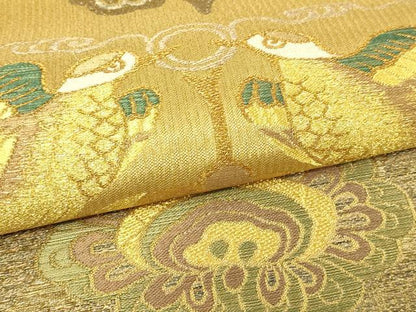 平和屋本店▼六通柄袋帯　描絵双鳥文　本金　正絹　逸品　DABI4521sf