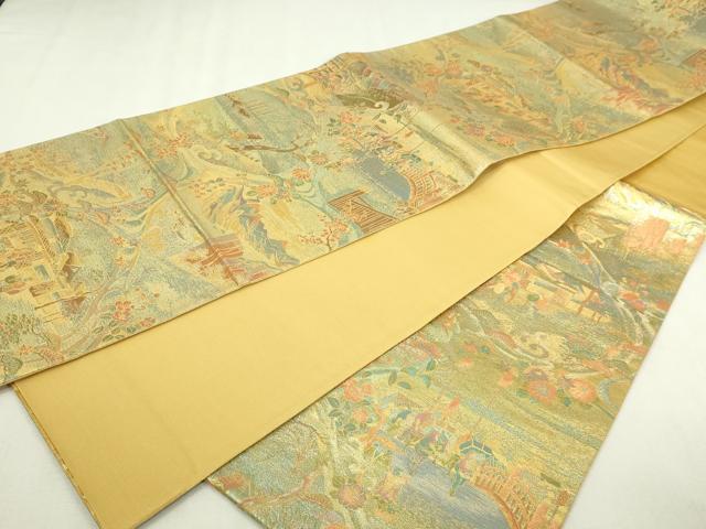 平和屋本店▼六通柄袋帯　浪漫彫箔　本金重ね箔　正絹　逸品　DABI4523sf
