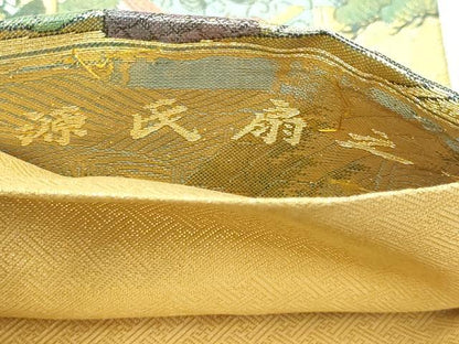 平和屋本店▼六通柄袋帯　源氏扇之舞　本金箔　正絹　逸品　DABI4524sf