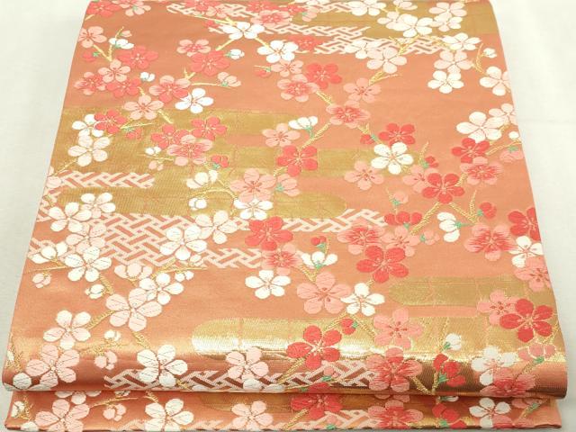 平和屋本店▼六通柄袋帯　唐織　彩錦　枝花文　本金箔24Ｋ　正絹　逸品　DABI4529sf