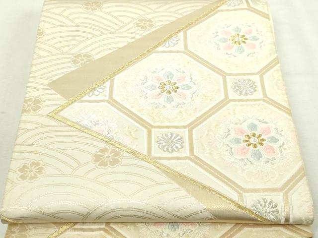 平和屋本店▼六通柄袋帯　唐織　正倉院花文　本金箔24Ｋ　正絹　逸品　DABI4535sf
