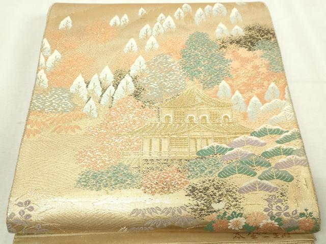 平和屋本店▼六通柄袋帯　風景文　本金二重箔　正絹　逸品　DABI4536sf