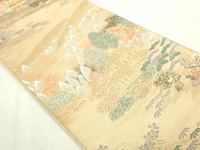 平和屋本店▼六通柄袋帯　風景文　本金二重箔　正絹　逸品　DABI4536sf