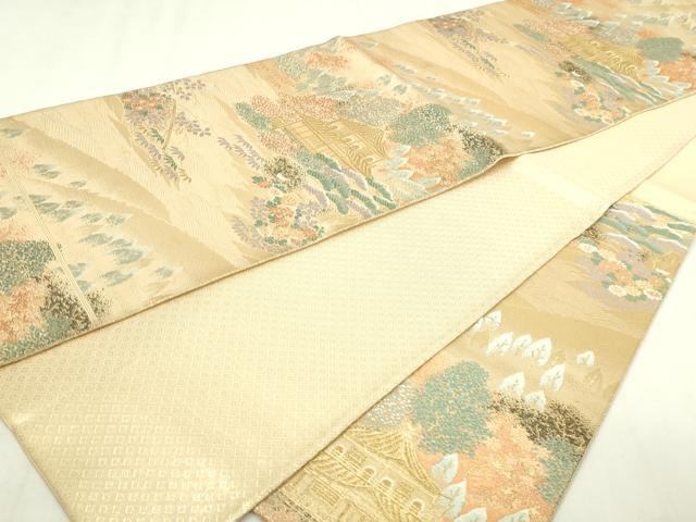 平和屋本店▼六通柄袋帯　風景文　本金二重箔　正絹　逸品　DABI4536sf