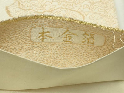 平和屋本店▼六通柄袋帯　舞扇文　本金箔　正絹　逸品　DABI4537sf