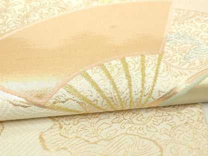 平和屋本店▼六通柄袋帯　舞扇文　本金箔　正絹　逸品　DABI4537sf
