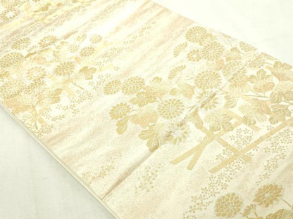 平和屋本店▼六通柄袋帯　九百錦　草花文　24金二重箔　正絹　逸品　DABI4538sf