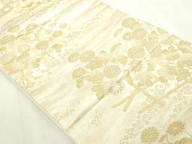 平和屋本店▼六通柄袋帯　九百錦　草花文　24金二重箔　正絹　逸品　DABI4538sf