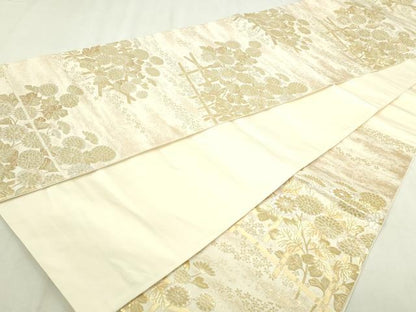 平和屋本店▼六通柄袋帯　九百錦　草花文　24金二重箔　正絹　逸品　DABI4538sf