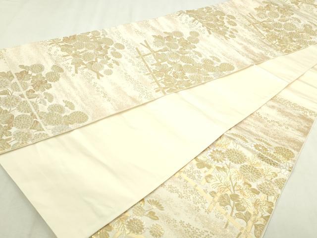 平和屋本店▼六通柄袋帯　九百錦　草花文　24金二重箔　正絹　逸品　DABI4538sf